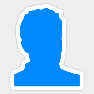 Short haired man looking right after turning blue. Sticker